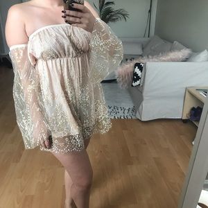 Metallic sparkle playsuit PEACH sz 2